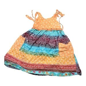 Boho Hippie Zoey Girl Dress Regular Size 6 Multicolor Floral Paisley Patchwork